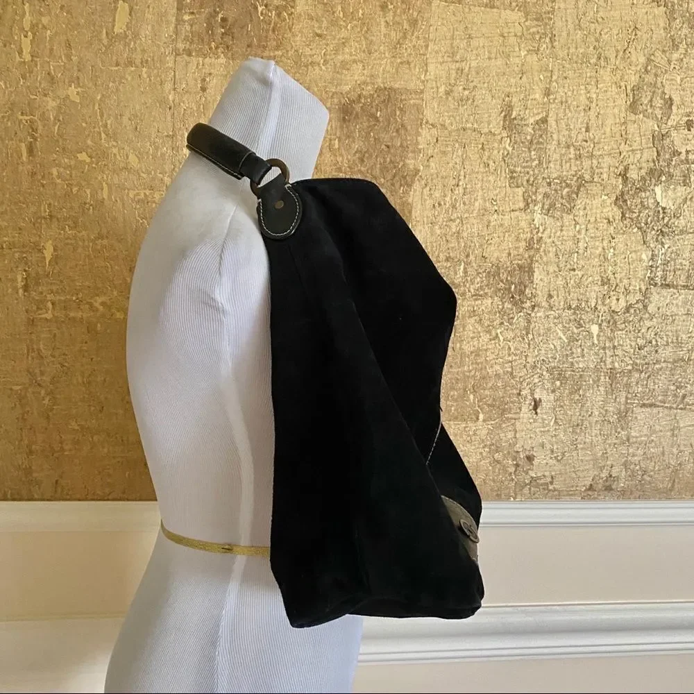 CHICO’S boho black suede leather hobo bag